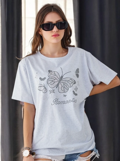 Royalfashion Baumwolle Damen T-Shirt Romantischer Schmetterling
