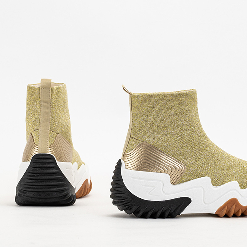 Золоті жіночі кросівки з блискучою ниткою Tenera