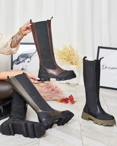 Royalfashion Dunkelbraune mittelhohe Damenstiefel Blyss