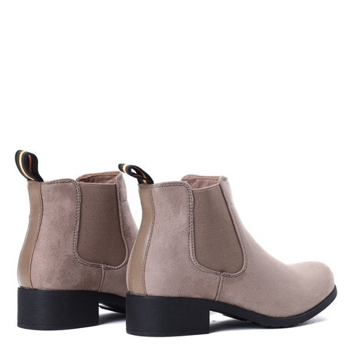 Beżowe, zamszowe botki - Obuwie