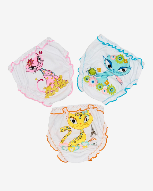 Royalfashion Комплект трусиків для дівчаток з різнокольоровим принтом котика