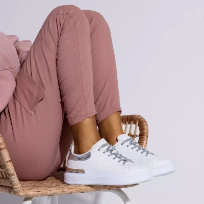 OUTLET Damen-Sportschuhe in Weiß und Silber Pamelia - Kleidung