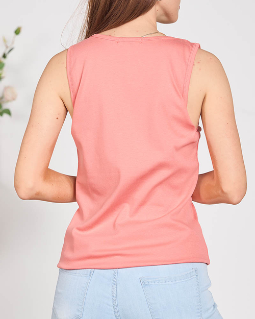 Кораловий жіночий топ з цирконами