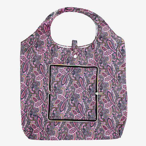Rosa und grau gemusterte, gekräuselte, faltbare Brieftaschentasche - Accessoires