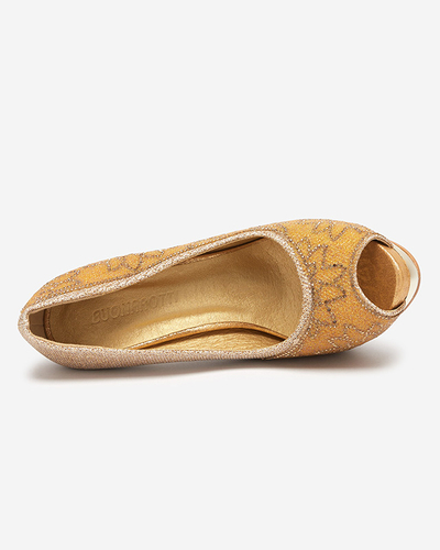 Vida goldene Damen Brokat Pumps mit Zirkonia - Schuhe