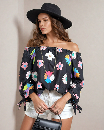 Royalfashion Damenbluse a'la spanische Bluse mit Blumen