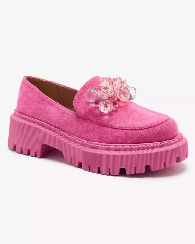 OUTLET Fuchsia Damen Mokassins mit bunten Perlen Hetika - Footwear