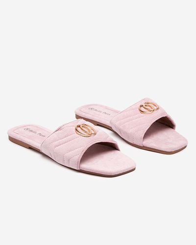 Violette Damen-Slipper aus Öko-Wildleder mit goldener Verzierung Fanico - Footwear