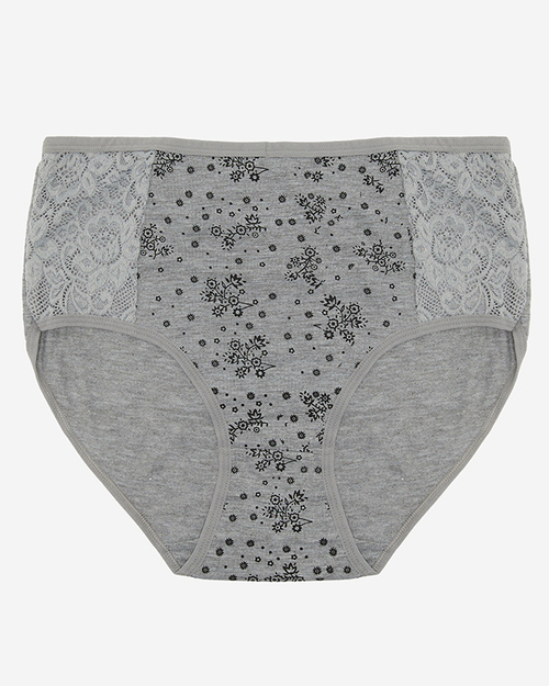 Сірі жіночі бавовняні трусики з принтом PLUS SIZE - Нижня білизна