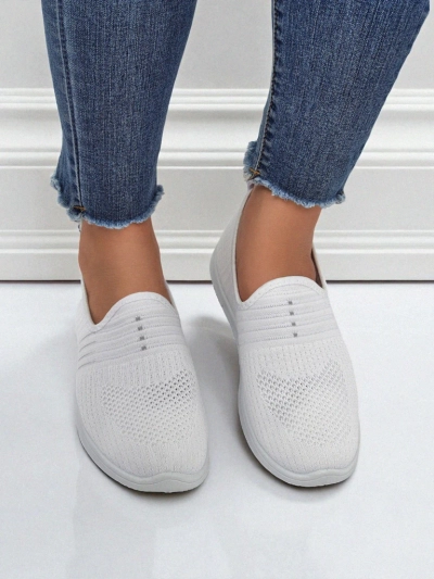 Damen Weiße Slip-Ons Stoff Callisto - leichte Schuhe für Frühling und Sommer
