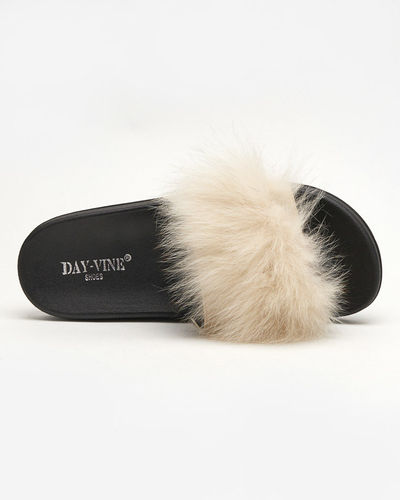 Hausschuhe mit beigem Pelz Nate - Schuhe