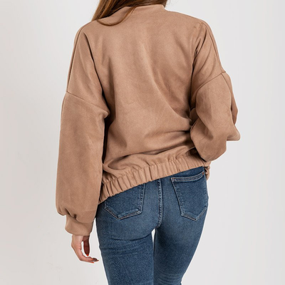 Beige Wildlederjacke für Damen - Kleidung
