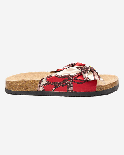 Rote Damen-Slipper mit modischem Obermaterial aus Stoff Laneso - Schuhe