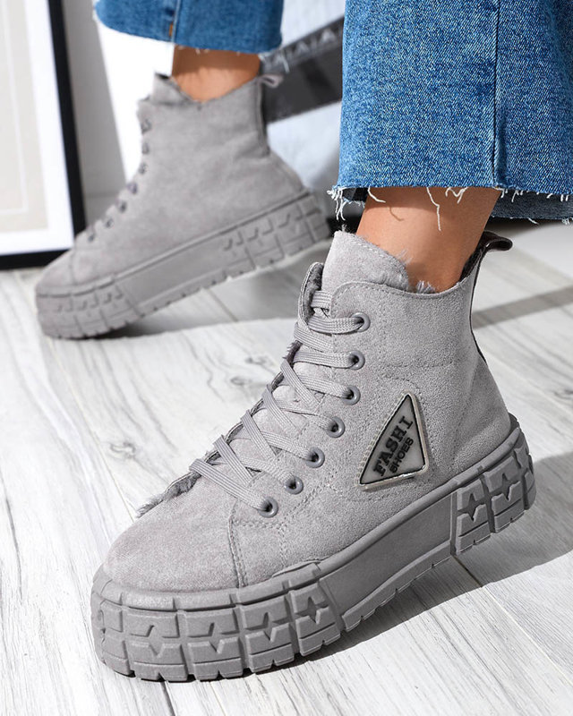 Graue Damenstiefel aus Öko-Wildleder mit Isolierung Zephyr - Schuhe