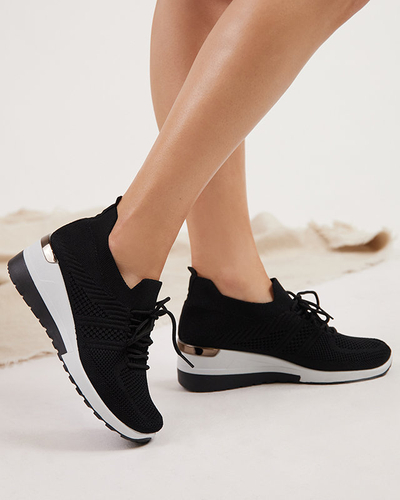 OUTLET Schwarze Sportschuhe für Damen auf Keilabsatz Nermo-Schuhe