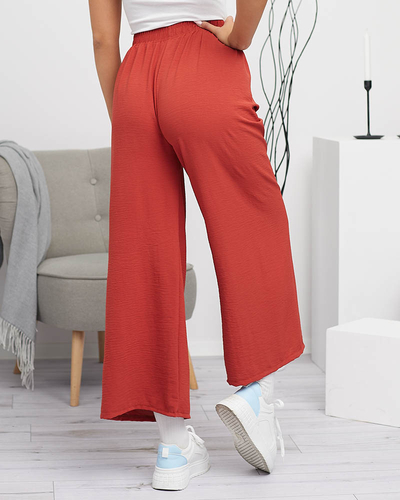 Rote weite Palazzo-Hose für Damen - Kleidung