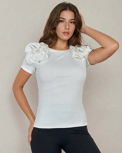 Royalfashion Taillierte Rippenbluse für Damen