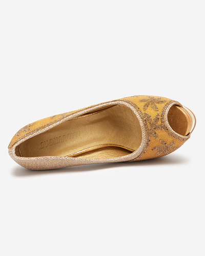 High Heels aus goldenem Brokat für Damen mit Zirkonia Yilla - Footwear