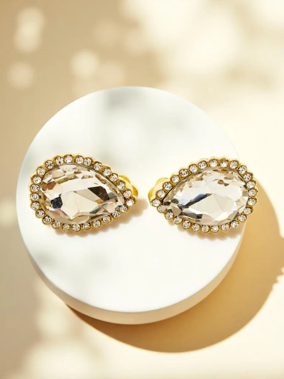Royalfashion Damen-Clip-Ohrringe mit Kristallen und Zirkonia