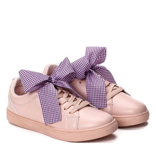 Różowe, sportowe buty z kokardą Alice - Obuwie