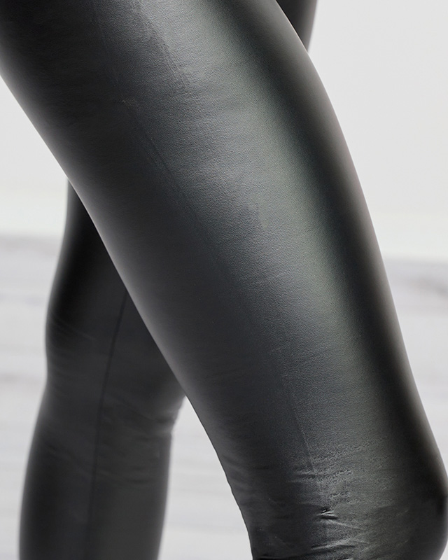 Schwarze Damen Öko-Leder Leggings Hose - Kleidung