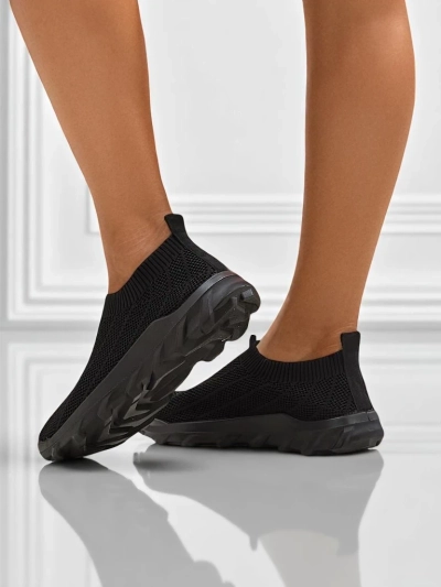 Damen-Sneakers Andromeda Nero – schwarze, leichte Textilschuhe mit flacher Sohle