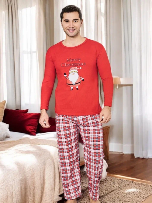 Royalfashion Різдвяні бавовняні чоловічі піжами 2-частини Щасливого Різдва РОЗМІР ПЛЮС