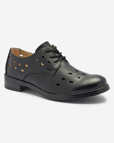 Durchbrochene Damen-Halbschuhe aus Öko-Leder in Schwarz Selofso- Footwear
