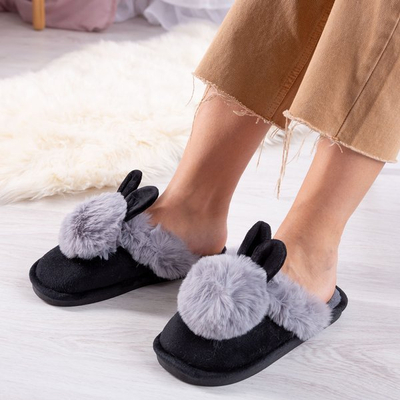 Schwarze Hausschuhe mit grauen Dixie-Verzierungen - Schuhe 1