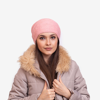 Warme doppellagige Damenmütze in Rosa - Accessoires