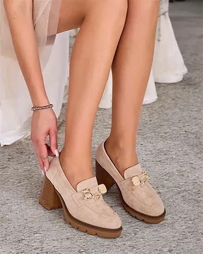 Royalfashion Damen hohe Stiletto Mokassins Nezii