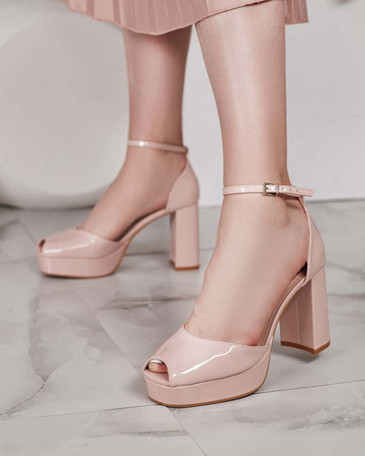 Royalfashion Damen Lefeyoa lackierte Pfostensandalen