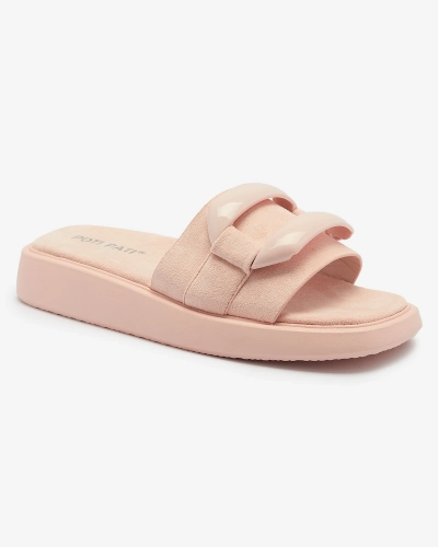 Rosa Damen-Flip-Flops aus Öko-Wildleder Omve - Footwear