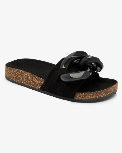 Royalfashion Damen Flip-Flops mit Kunststoffkette in schwarz Opixi