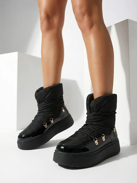 Royalfashion Damen Schlupf-Schneestiefel in schwarz Dabenda