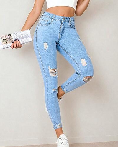 Royalfashion Damen Röhrenjeans mit Reibung