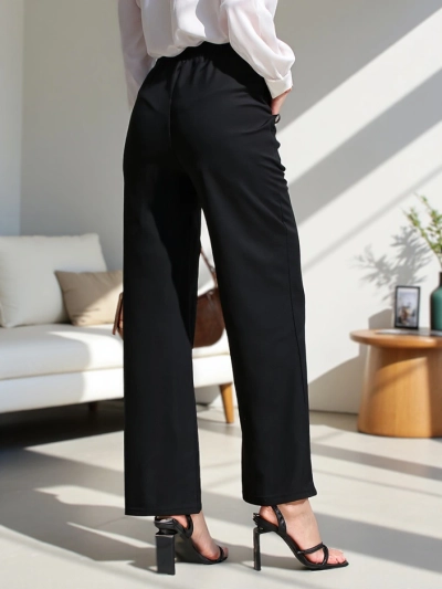 Royalfashion Weite Damenhose mit seitlichen Bindebändern