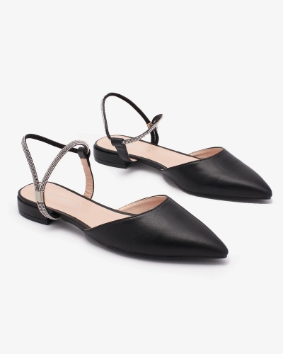 Royalfashion Чорні жіночі босоніжки на плоскому каблуці з блискучою підошвою