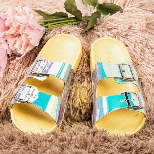 Жовті шльопанці з голографічною обробкою Sumire - Взуття 1
