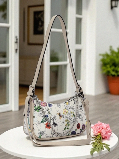 Royalfashion Kleine Damenhandtasche aus Ökoleder mit Blumenmuster Lily Bloom