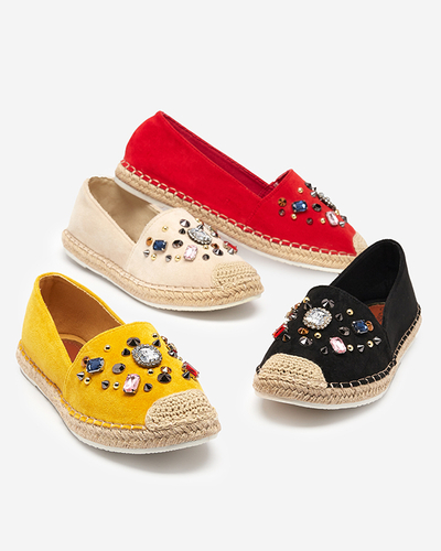 OUTLET Gelbe Espadrilles aus Öko-Wildleder für Damen mit Zirkonias Mediros - Schuhe
