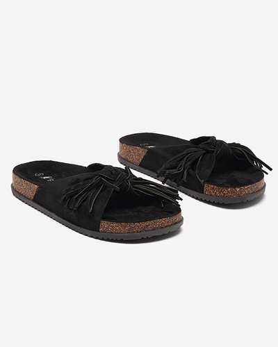 Damen Flip-Flops mit Quasten in schwarz Guttis- Footwear