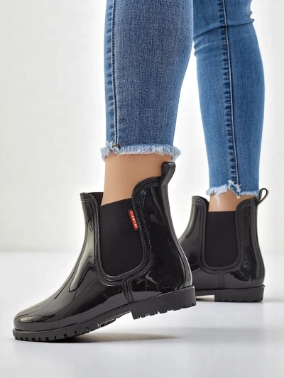 Royalfashion Damen lackierte Gummistiefel Rissma