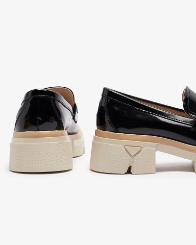 Schwarze Damen Mokassins aus Öko-Lackleder Sepop- Footwear