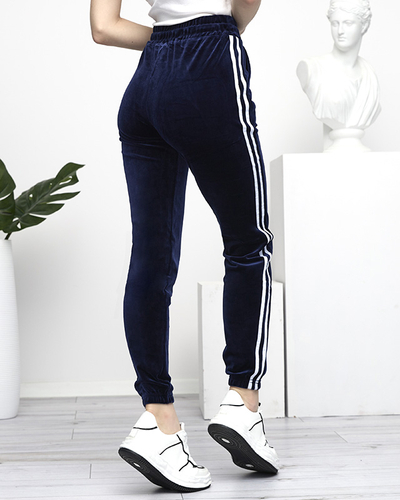 Marineblaue Velours-Trainingsanzüge für Damen mit Streifen - Kleidung