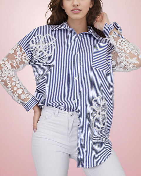 Royalfashion Gestreiftes Damenshirt mit Spitze