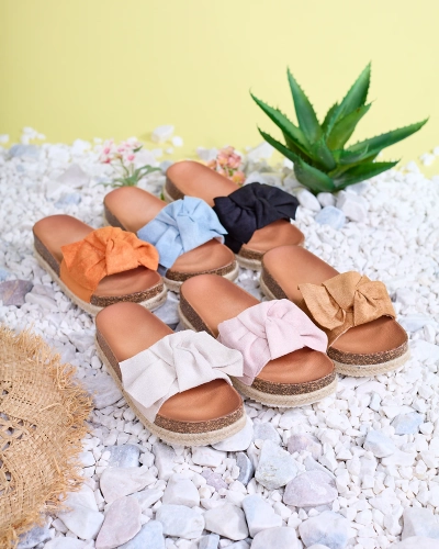 OUTLET Royalfashion Camel Damen Öko-Wildleder Flip-Flops Umumi