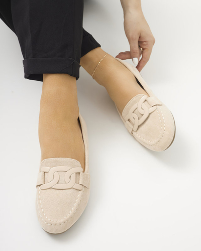 Жіночі еко-замшеві лофери світло-бежевого кольору Reiaka