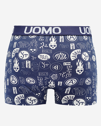 Marineblaue Herren-Boxershorts mit Print - Underwear