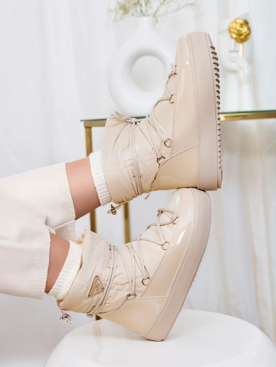 Royalfashion Damen-Schlupfstiefel a'la Schneestiefel in Beige Vevnose